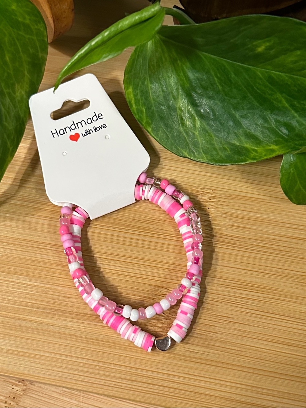 🎀Breast Cancer Awareness 2-PC Stretchy Beaded Set | Handmade |Awareness Stack🎀